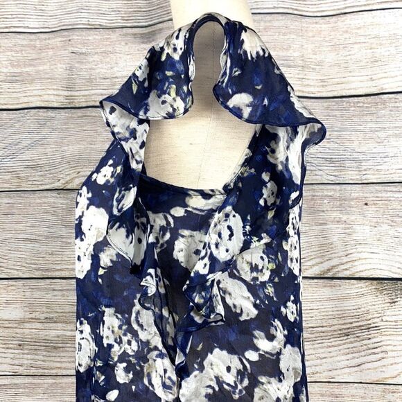 THEORY Celia Floral Print Silk Blouse size M - Picture 4 of 7